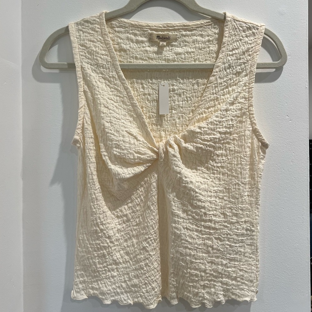 Madewell Popcorn-Knit Twist-Front Sleeveless Top